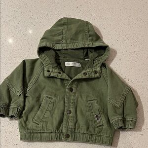 Zara Kids Olive Hooded Raincoat